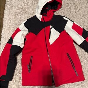 Spyder Kids Red, Black, and White Puffer Jacket
